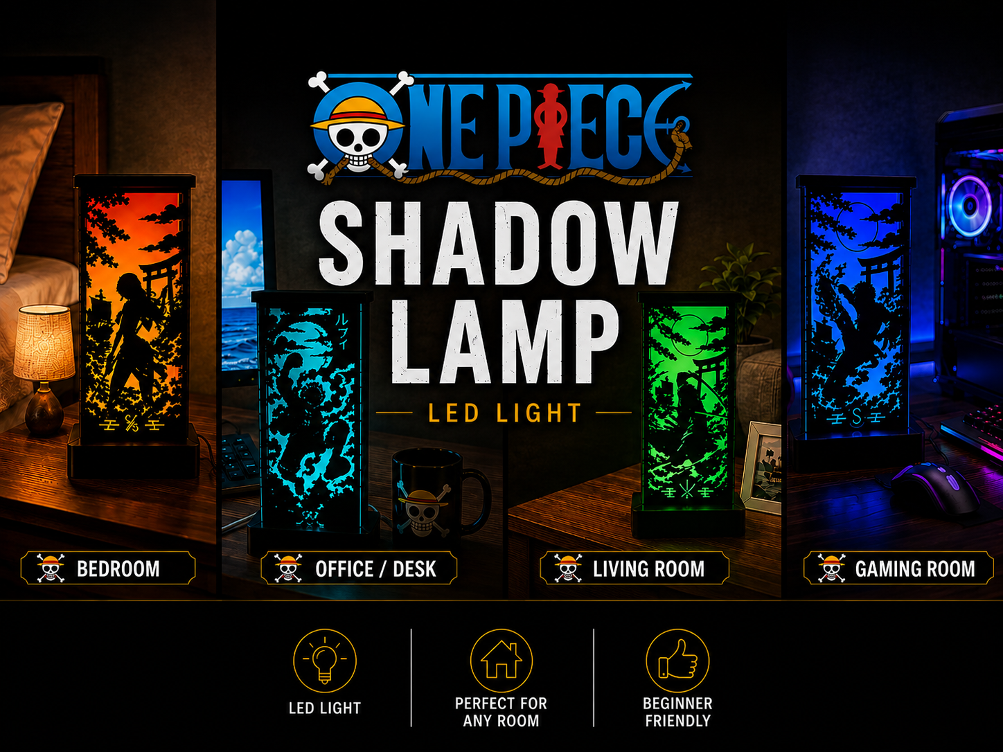 Anime Pirate Shadow Lamp – LED 3D Room Light