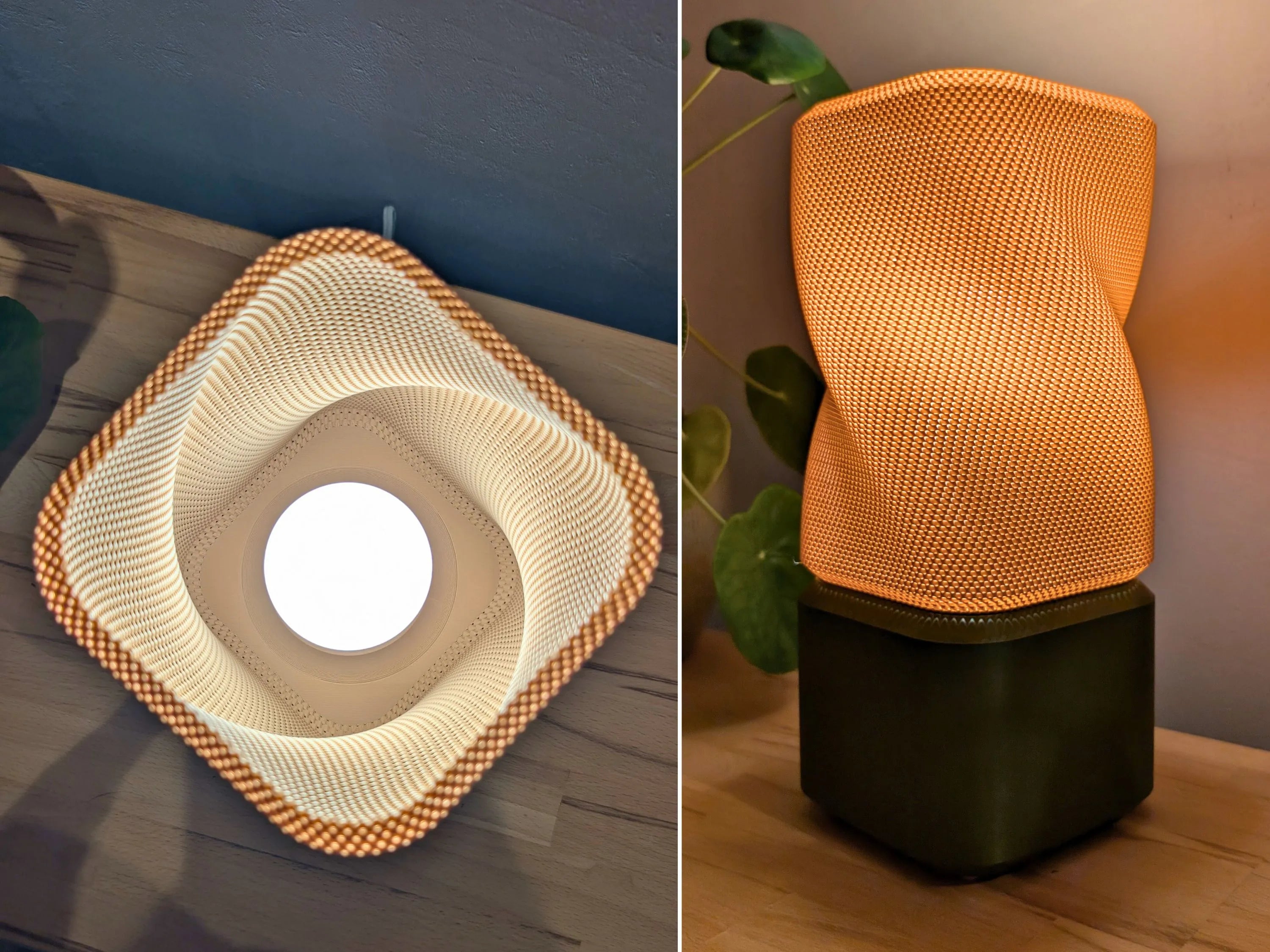 rectangular twisted lamp with basket structure